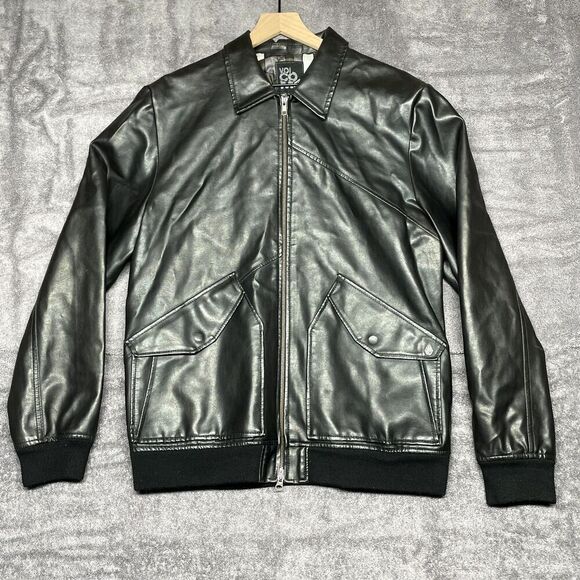 Volcom Faux Leather Riders Jacket Black Size XL Double Zipper - Picture 1 of 11